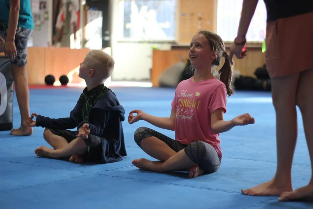 Meditation during kids functional fitness class in Eltham Australia