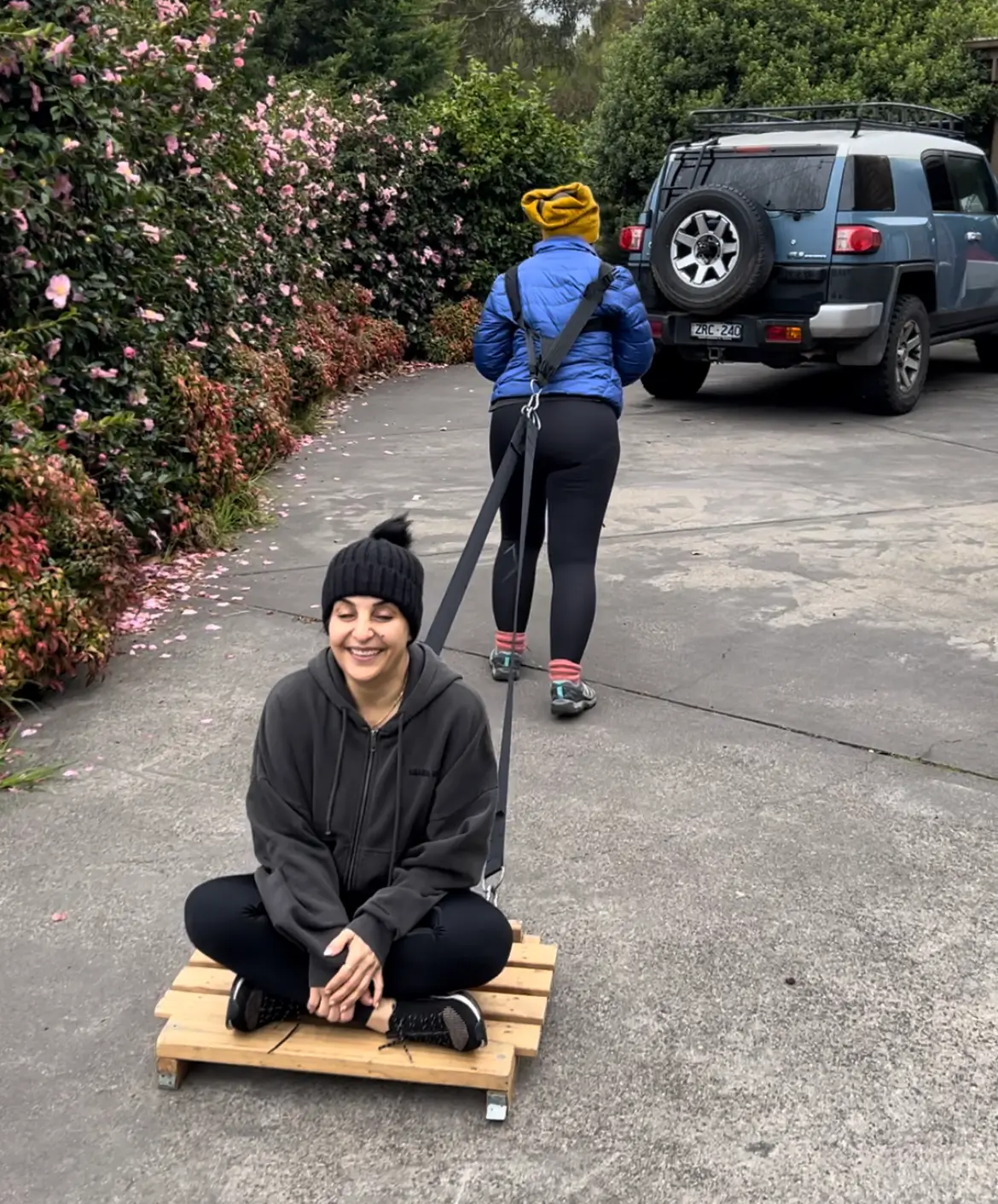 Mobile personal training session with sled pulling at Functional Fitness Eltham