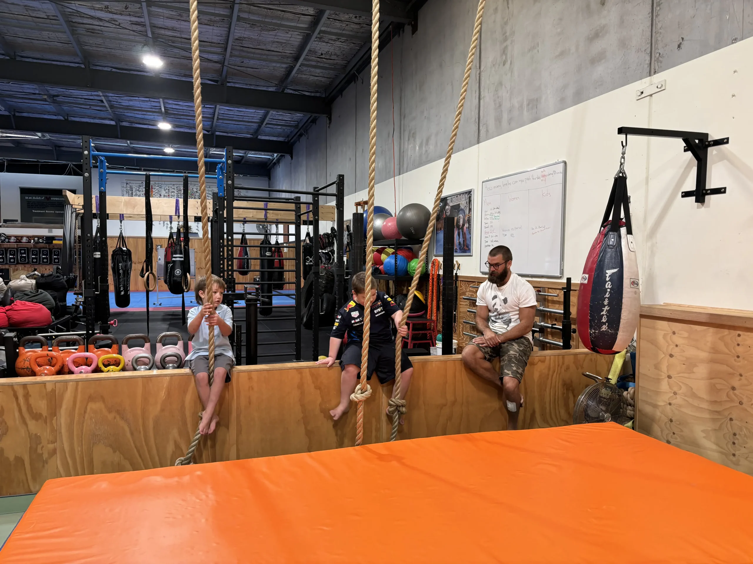 rope climbing during kids personal training in eltham, australia