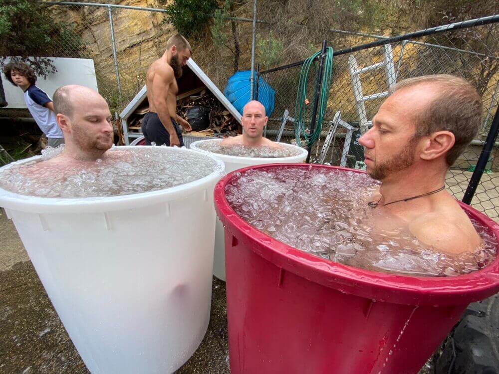 clients sitting in ice baths during recovery training at functional fitness eltham